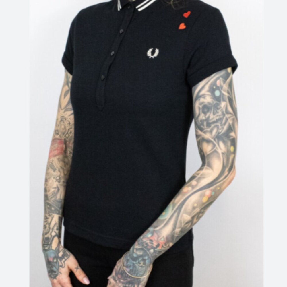 NWT Fred Perry Amy Winehouse Twin Dipped Black Shirt